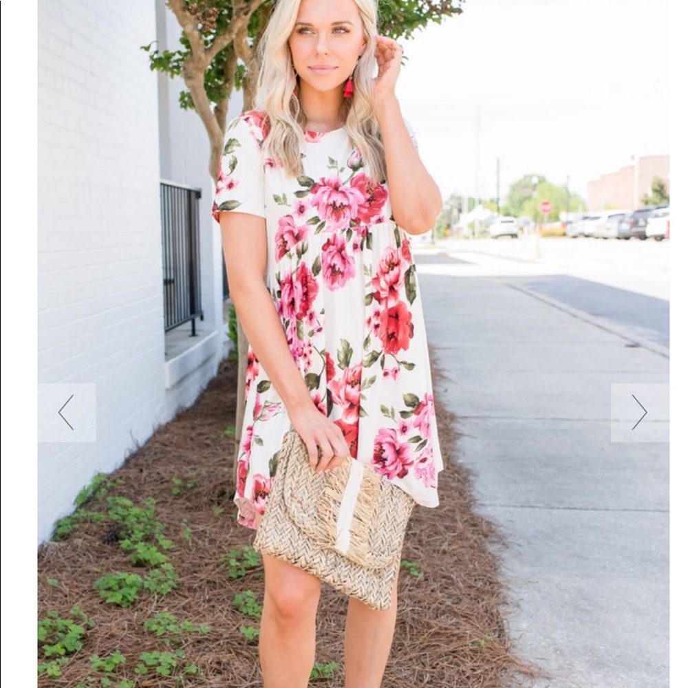 Floral Day Dress-Ivory